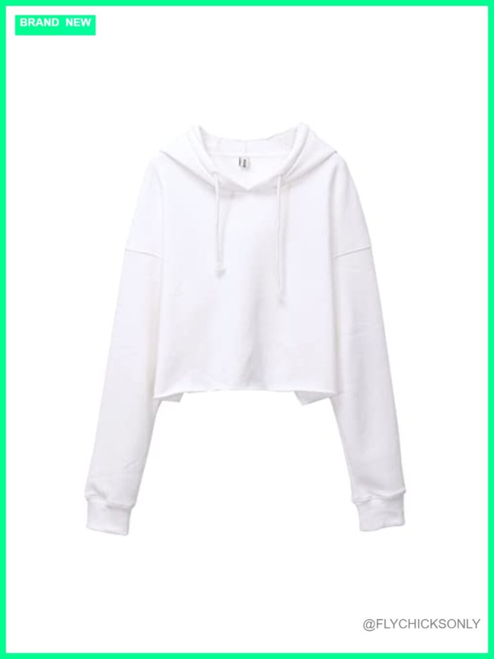 Fleece Cropped Hoodie Pullover Sweatshirt Raw Hem